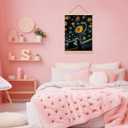 YTRGI Black Cat Wall Art Poster Framed, Starry Night Black Cat Room Decor Aesthetic, Gifts for Cat Lovers, Cats Wall Art for Officer Girly Home Bathroom Bedroom Dorm Decor, 12x16 Inches (Blue)