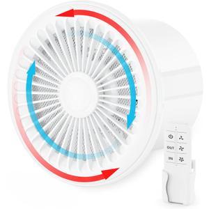 HG Power 4 Inch Bathroom Exhaust Fan 2-Way Reversible Window Fan with Remote Control, 3-Speed 2300RPM Low Noise, for Bao Kitchen Ceiling Wall Mount Home Ventilation