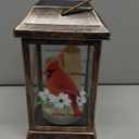 Solar Lanterns Outdoor Hanging Lanterns, Metal with Glass Cardinal Solar Lights, Waterproof Decorative Lantern Garden Decor for Outside Table Patio Yard, Memorial Gifts Grave Decorations for Cemetery