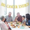 4 x Big Cancer Energy Banner, Cancer Birthday Decor, 12 Zodiac Constellations Birthday Themed Party Decorations (Gold Glitter)