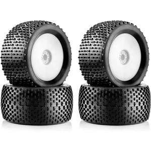 1/8 RC Off Road Racing Truck Tires And Wheels 17mm Hex Rubber Buggy Tyres OD 140mm For 1:8 Scale Monster Truck Car Arrma Typhon 6S Talion 4WD HPI HSP BAZOOKA CAMPER Kyosho TRAXXAS 4PCS (White)