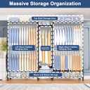 Ulif E12 Pro Clothes RackHeavy Duty Freestanding Garment Rack with ShelvesMetal Clothing Closet Storage System for Hanging Clothes71" W x 16" D x 76.5" H, Hold 960 lbsBlack