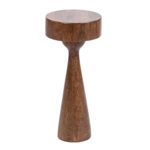 Kate and Laurel Solbrett Transitional Sophisticated Drink Table; 10 x 10 x 22; Walnut Brown; Mid-Century Sculptural Bedroom Nightstand with Unique Pedestal Table Design for Use as Indoor Plant Stand