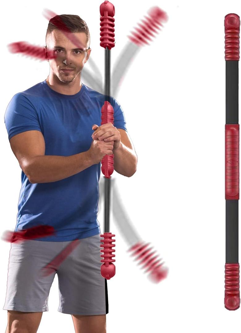 Fitness Bar for Workout,Elastic Exercise Bar, Vibration Weight Stick,Body Physical Therapy,Core Strength Training,Arm Shoulder Stretch At Home Gym. (red)