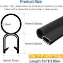 Kikerike Automotive Door Weather Stripping 25Ft Car Door Rubber Edge Trim Seal Strip Gasket with Top Bulb Easy to Install for Car Bus Camper Boat RV Truck Doors and Home Applications