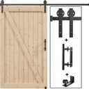 EaseLife 8FT Sliding Barn Door Hardware Track Kit & Handle,Big Industrial Spoke Wheel Pulley,Wall Mount,Slide Smoothly Quietly,Easy Install,Black,96" Track Fit for 44-46" Wide Opening (No Door)