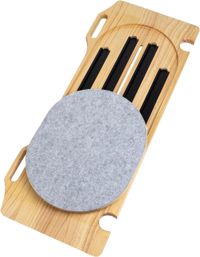 Sliding Transfer Board, Wooden Conveyor Board with Stainless Steel Track Pulley Turntable, Turntable Can Rotate 360 Degrees, Bearing Up to 500 Pounds, Suitable for Wheelchair Users