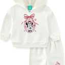Disney Minnie Mouse Baby Girls Hoodie and Pants 2 Piece Set for Newborn and Infant (18 Months, White)