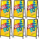 Kigley 6 Pcs A Frame Sign 24 x 36 Inch Folding Sidewalk Sandwich Board Signs Heavy Duty Double Sided Metal Poster Board Display Stand for Businesses Indoor Outdoor Street Store Advertising Poster