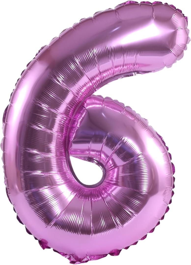 YPSelected 32 Inch Large Foil Helium Number Balloon Birthday Wedding Party 0-9 (Pink, 6)