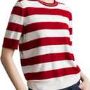 Women's Striped Round Neck Tops - Classic Stripes Tee, Summer Bold Stripes Blouses Casual T Shirt for Women (XX-Large)