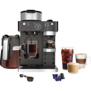 Ninja CFN602 Espresso & Coffee Barista System with Ristretto Function, Single-Serve Coffee, Compatible with Nespresso Capsule, 12-Cup Carafe, Built-in Frother, Cappuccino & Latte Maker