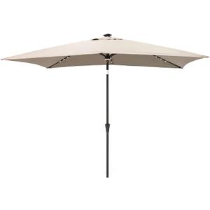 C-Hopetree Rectangular Outdoor Patio Market Umbrella with Solar LED Lights 6.5 x 10 ft