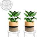 Maxona 2 Pack 7.9 inch White Color Round Shape Metal Plant Stands-Sturdy Flower Pot Shelf for Various Plants, Strong Anti-Rust Iron Support, Decorative Display Racks for Indoor and Outdoor Garden