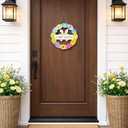 Religious Easter Door Wreath with 12 Faith Symbols Eggs, Easter Wreaths For Front Door, Christian Bunny Sign, Wooden Spring Hanging Decor for Front Porch, Entryway Wall, Holiday Home Decoration