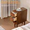 Narrow Nightstand 2 Drawers with Open Shelf Narrow Night Stand Solid Wood Bedside Table Mid Century Modern Nightstand Wooden End Table for Bedroom, Living Room, Study, Office, 15.75''8''23.62''