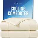 Cooling Comforter Full/Queen Size - Cooling Blanket for Hot Sleepers & Night Sweats - Summer Comforter for Full & Queen Size Beds - Soft, Cozy, Breathable Cold Blanket for Sleeping - 90x90 (Off White)