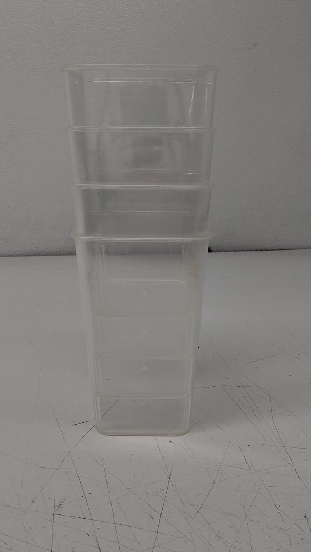 4-Piece Clear Plastic Multi-Purpose Organizer Bins, Fridge Side Door Storage Box Set for Refrigerator, Cabinet, Pantry - Storage for Small Items, Fruits, Vegetables 9x 5 inch