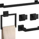 5-Pieces Matte Black Bathroom Accessories Set, 23.6 Inch Bath Towel Bar Set, SUS 304 Stainless Steel Bathroom Hardware Set, Towel Racks for Bathroom Wall Mounted.