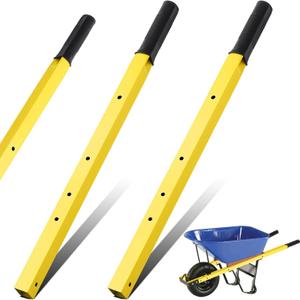 Gisafai 1 Pair Wheelbarrow Replacement Handles Kit 60 Inches Metal Wheelbarrow Handles Heavy Duty Yellow, Easy Install
