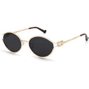 BOTEN Retro Oval Sunglasses for Women Men Small 90s Sun Glasses Trendy Gold Frame Round Shades Cute Designer Sunnies
