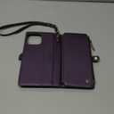 Defencase Compatible with iPhone 16 Pro Max Case Wallet with RFID Blocking Card Holder for Woman, PU Leather Magnetic Snap Flip Zipper Strap Wallet Phone Case Fit for iPhone 16 Pro Max 6.9", Purple