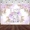 Sensfun 7x5ft Girl Elephant Baby Shower Backdrop Boho Purple Floral Party Background Sweet Little Peanut Elephant Decorations Cake Table Banner Photo Booth Props