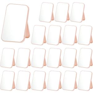 20 Pcs Spa Party Mirrors for Women, Pink Makeup Mirrors with Foldable Stand, Tabletop Vanity Mirrors Bulk, Slumber Birthday Party Favors, Sleepover Accessories, Spa Day Supplies and Gifts