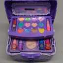 54 Pcs Kids Makeup Kit for Girls, Princess Real Washable Pretend Play Cosmetic Set Toys with Mirror, Birthday Gifts for 3 4 5 6 7 8 9 10 Years Old Girls Kids (Purple)