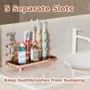 Electric Toothbrush Holder for Bathroom Countertop 5 Metal Slots Toothpaste Razor Mouthwash Organizer, Rose Gold