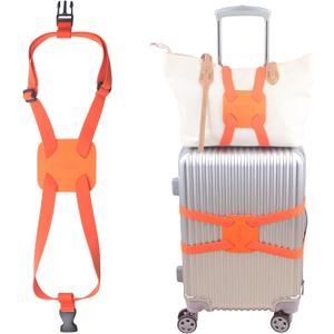 Luggage Straps Bag Bungee， Luggage Straps Suitcase Adjustable Belt，Add a Bag Easy to Travel Suitcase Elastic Strap Belt (Orange Luggage strap-1PCS)
