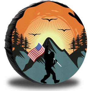 Spare Tire Cover for RV Trailer,Waterproof Leather American Flag Spare Tire Cover Protectors,Fit for Jeep Wrangler RV,SUV,Truck Travel Trailer Tires 14" 15" 16" 17"