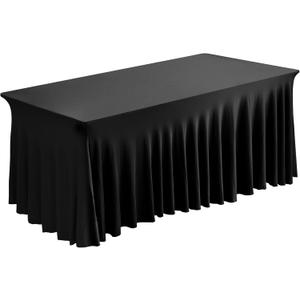Fixwal 1 Pack Black Table Cloth for 6FT Rectangle Tables, Rectangular Tablecloths Stretch Spandex Fitted Table Covers 6FT for Parties, Trade Shows, Banquet, Weddings, Buffet, Graduation Decorations