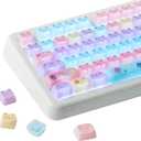 KiiBOOM Cute Cat Keycaps Set, Mao Profile, PBT/PC Keycap for MX Switches Mechanical Keyboard, Compatible with 60%, 65%, 75%, TKL, 96%, Full-Sized Layout (Meow Pudding)