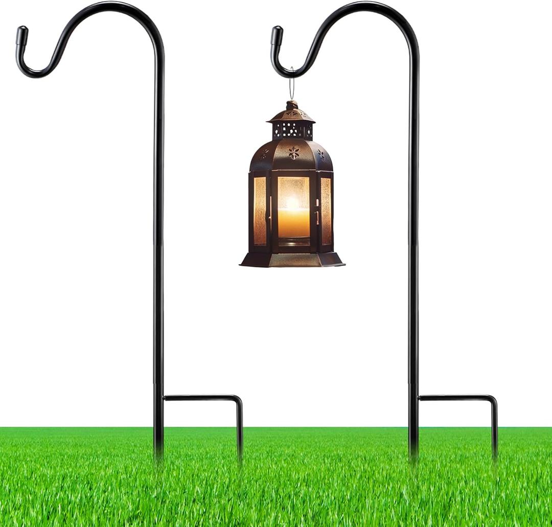 2 Pcs 15 Inch Shepherds Hook for Outdoor Adjustable Bird Feeder Pole Metal Steel Shepard Hooks for Hummingbird Stand Feeder Pole for Garden Plant, Lantern, Hanging Wedding Decor