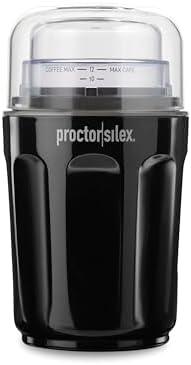 Proctor Silex Sound Shield Electric Coffee Grinder for Quiet Grinding, Stainless Steel Blades, Beans, Spices and More, 12 Cups, Black (80402)