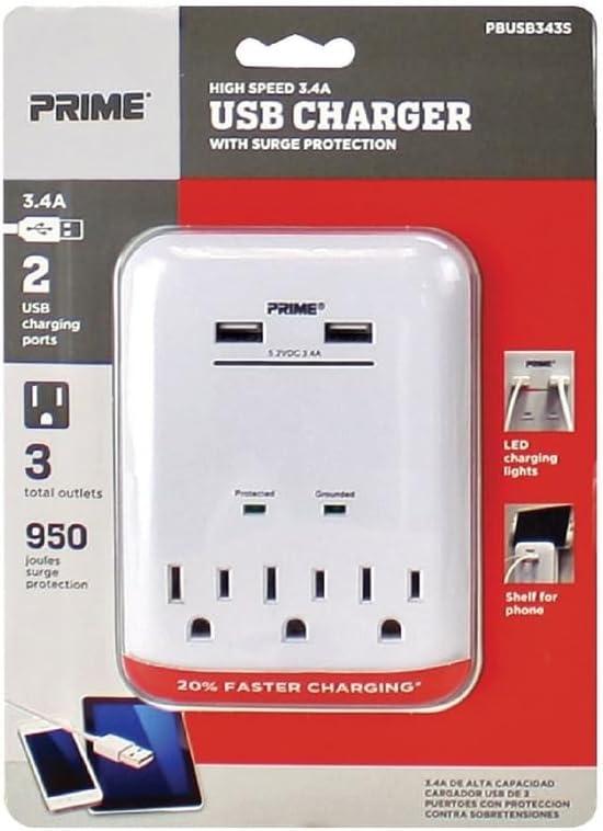 PBUSB343S Prime Wire & Cable 3-Outlet USB Charger
