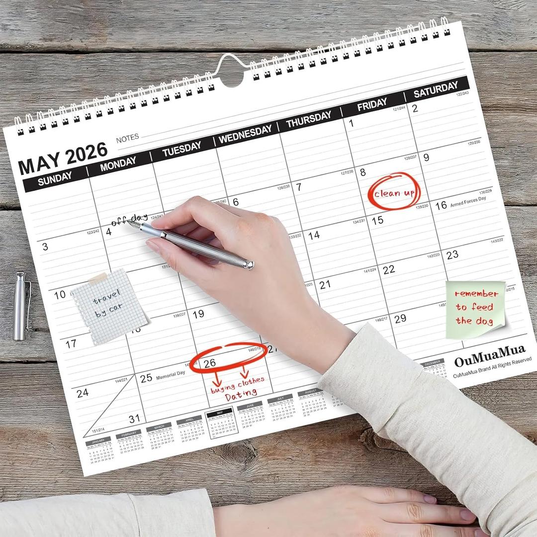 OuMuaMua Wall Calendar 2025, 3-Pack Calendar Wall 2025-2026, Jun. 2025 to Dec. 2026, 14" X 11.5" 19-Month Paper Hanging Planner Wall with Thick PaperRuled Blocks for Office Home Planning & Organizing