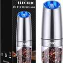 XinXu Gravity Electric Pepper/Salt Grinder, Salt and Pepper Mill & Adjustable Coarseness, Battery Powered with LED Light, One Hand Automatic Operation, Stainless steel - (Single/Silver) (2.5 x 2.5 x 7.9 inches)