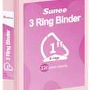 SUNEE 3 Ring Binder, 1 Inch D Ring, Clear View PVC-Free (Fit 8.5x11 Inches), Pink, 1 Pack