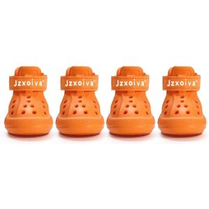 JZXOIVA Dog Shoes for Hot Pavement, Dog Booties for Small Dogs, Breathable Dog Boots & Paw Protectors, Adjustable Non-Slip Rain Booties, Waterproof Pets Sandals for Beach Orange, Size 3