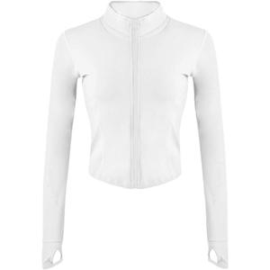 Lviefent Womens Lightweight Full Zip Running Track Jacket Workout Slim Fit Yoga Sportwear with Thumb Holes (Medium, White)