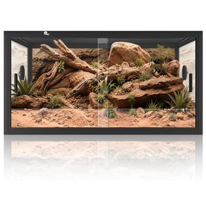 Atasuki 120 Gallon Reptile Tank, 48×24×24 Inch Front Open Bearded Dragon Terrarium, Sliding Door Screen Vent Reptile Habitat Easy Maintenance