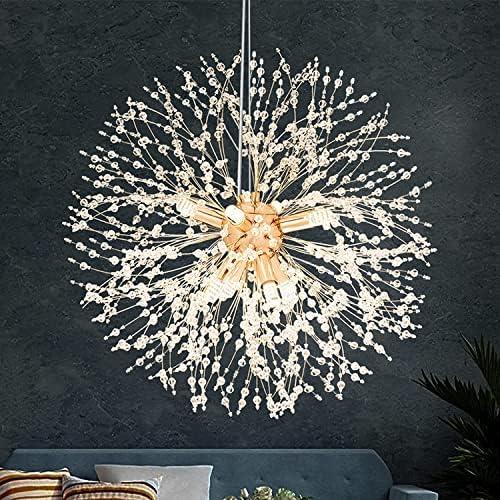 SineRise Modern Crystal Chandeliers Firework, Crystal Light Fixture, Dandelion Chandelier (8-Light, Gold) for Foyer Hallway Entryway Kitchen Bedroom