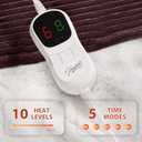 Homemate Heated Blanket Electric Throw - 50"x60" Heating Blanket Throw 1/2/4/6/8 Hours Auto-Off 10 Heat Levels Over-Heat Protection Soft Flannel Sherpa ETL Certification (09 - Chestnut(striped))