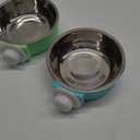 kathson Crate Dog Bowl, Removable Stainless Steel Hanging Pet Kennel Cage Bowl Food & Water Feeder Coop Cup for Puppy, Cat, Rabbit,Guinea Pigs 2pcs (Blue,Green)