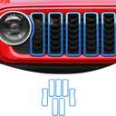 Linskip for 2024-2025 Jeep Wrangler JL 4XE & Gladiator JT Grille Inserts, Meshless Grille Bezel Covers for Jeep Wrangler Sport Rubicon Sahara Willys Mojave Rubicon, Exterior Accessories(Light Blue)