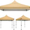 8x8 Canopy Replacement Top Cover for Straight Leg Frame with Center Support Pole, Waterproof UV Resistant Pop Up Canopy Tent Top with Air Vent, Top Only (Beige)