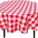 Hiasan Checkered Round Tablecloth 120 Inch - Waterproof Stain and Wrinkle Resistant Washable Fabric Table Cloth for Dining Room Party Outdoor Picnic, Red and White Gingham Pattern