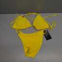 Zuvebamyo Women's Two Piece Bikini Sets Sexy Halter Ring Swimsuit Triangle String Cheeky Bathing Suit (Size S,Yellow)